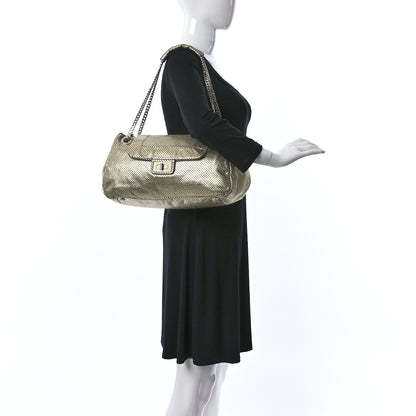 Chanel Metallic Calfskin Perforated Large Drill Accordion Flap Gold 3 of 16