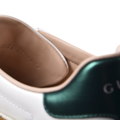Gucci Calfskin Removable Crystals Bee Embroidered Ace Platform Sneakers 37 White 10 of 11