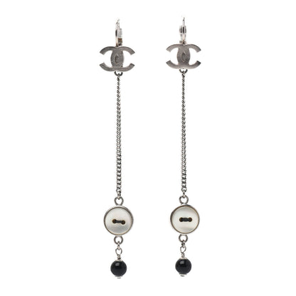 Chanel CC Button Dangle Earrings Silver 1 of 4
