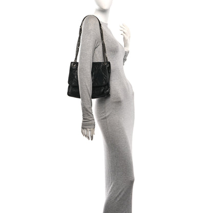 Saint Laurent Crinkled Calfskin Matelasse Monogram Medium Niki Chain Satchel Storm 2 of 10