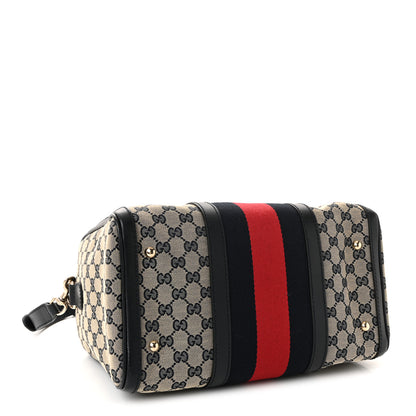 Gucci Monogram Selleria Calfskin Vintage Web Medium Boston Beige Blue 4 of 10