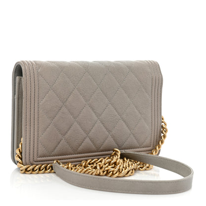 Chanel Caviar Quilted Boy Wallet On Chain WOC Grey 3 of 17