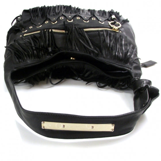 Leather Diane Kid Fringe Hobo Black