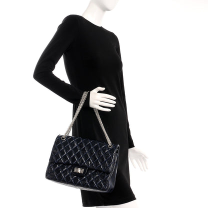 Chanel Glazed Calfskin Quilted Surpique 2.55 Reissue Flap Navy 2 of 7
