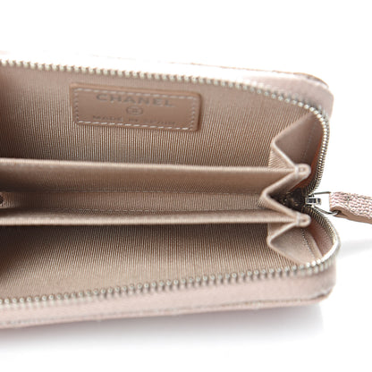 Chanel Metallic Caviar Chevron Quilted Zip Around Coin Purse Light Gold 5 of 8