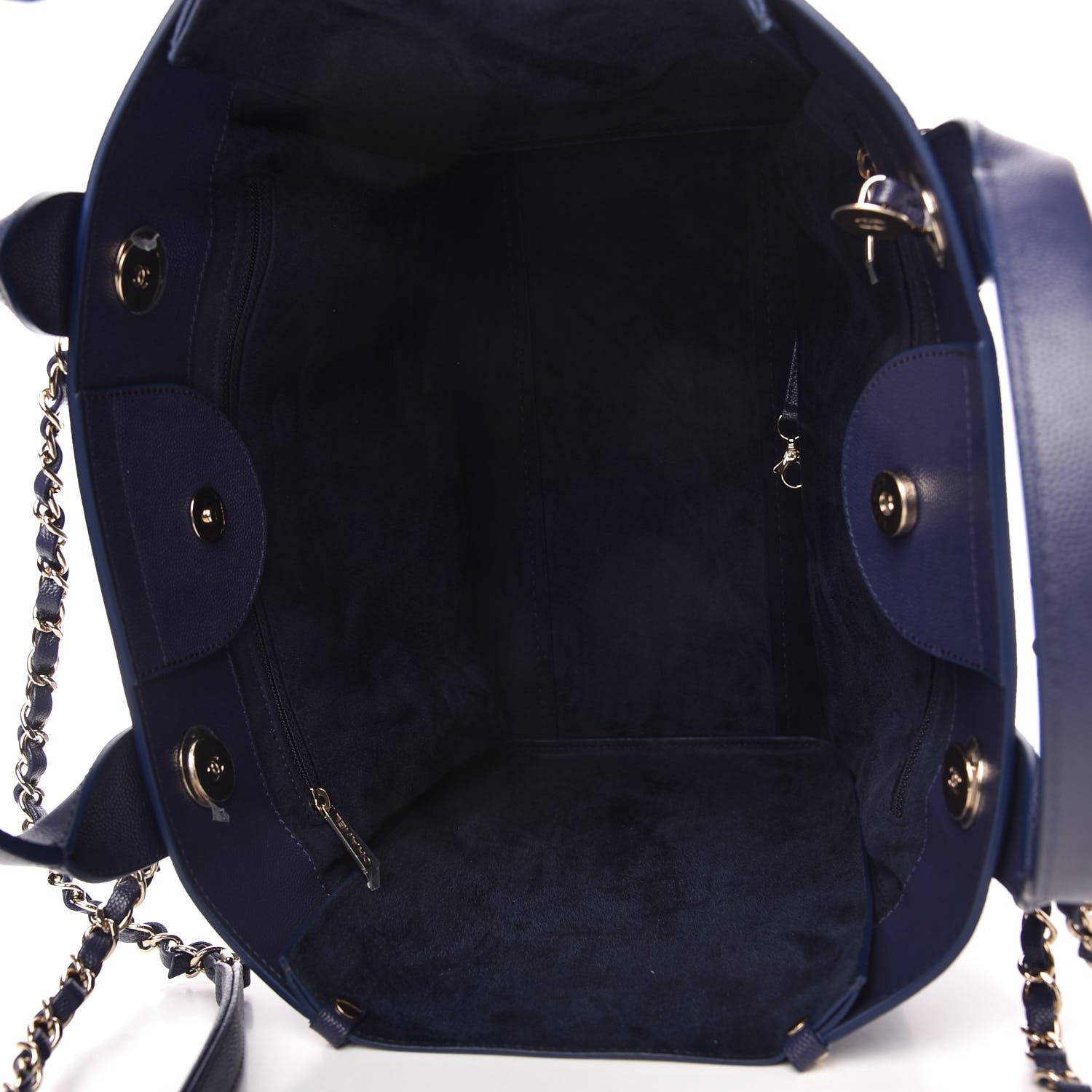 Chanel Caviar Small Studded Deauville Tote Navy 5 of 11