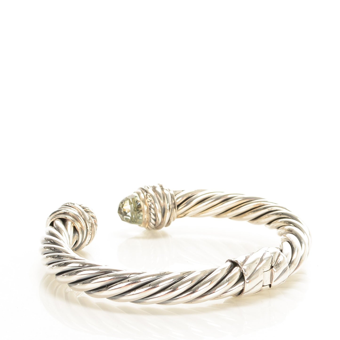 Sterling Silver Pave Diamond Prasiolite 8.5mm Cable Classics Bracelet