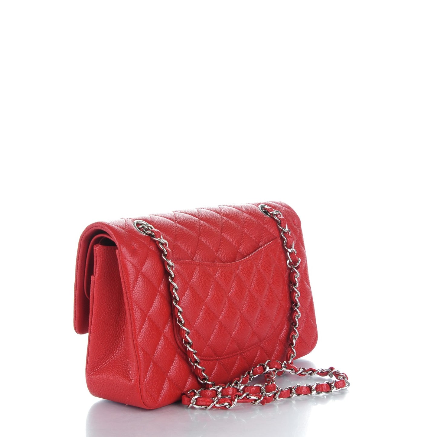 Caviar Quilted Medium Double Flap Red
