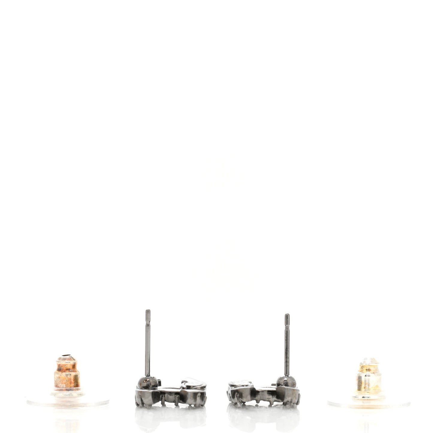 Ruthenium CHANEL Crystal Studded CC Earrings