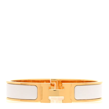 Hermes Enamel Narrow Clic Clac H Bracelet PM White 1 of 5