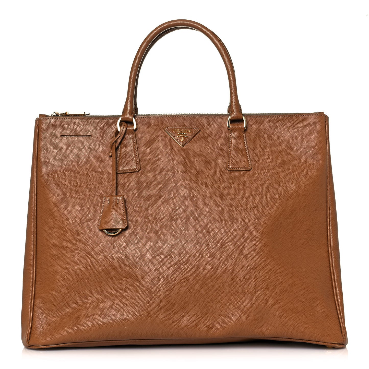 Saffiano Lux Extra Large Galleria Double Zip Tote Caramel