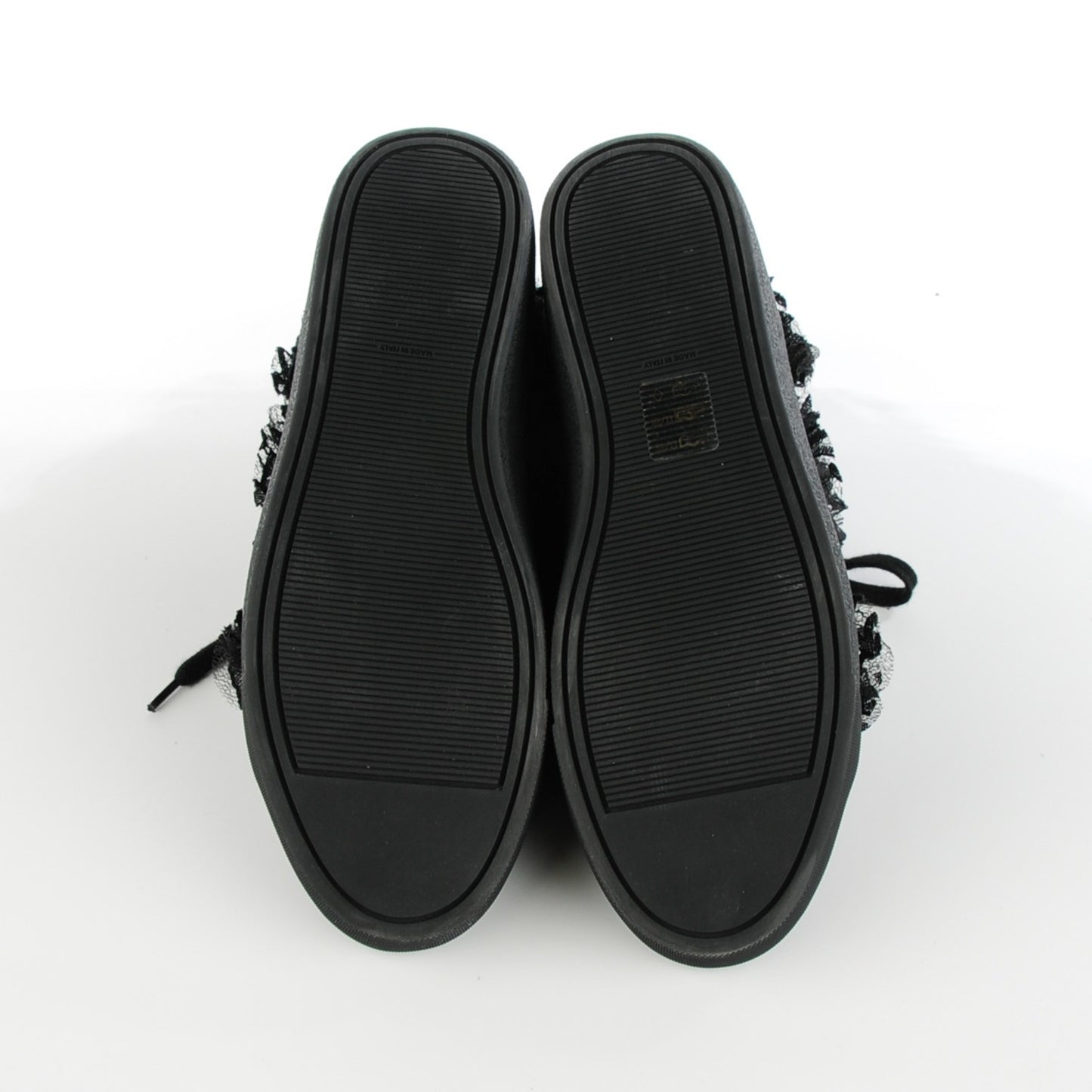 Lace Mesh Camellia High Top Sneakers 38 Black