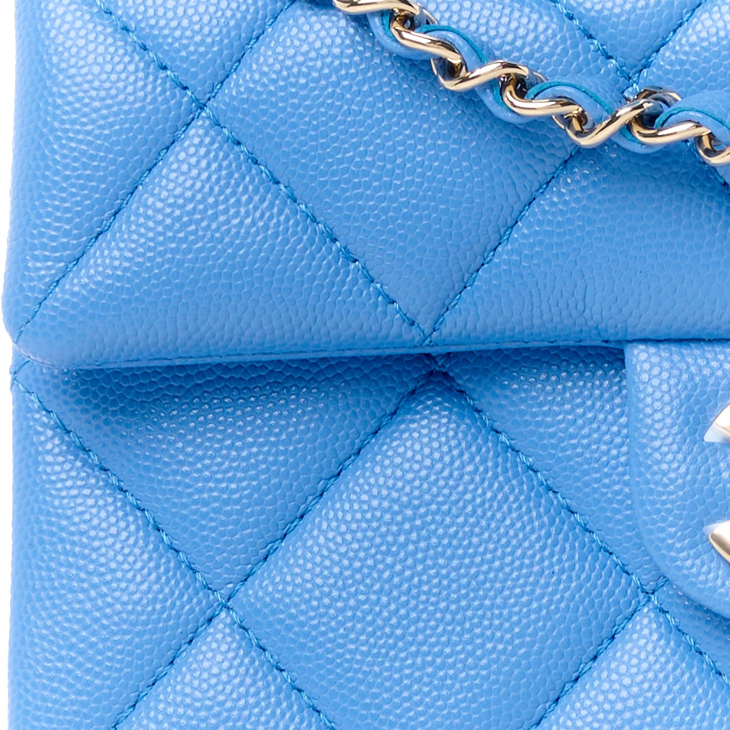 Caviar Quilted Mini Retro Twist Top Handle Flap Blue