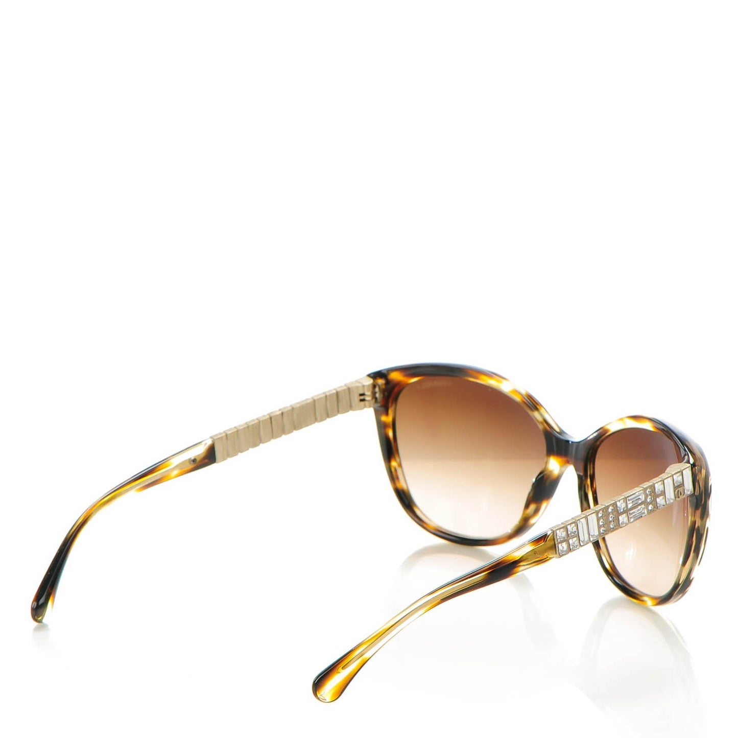 Crystal Baguette Cat Eye Sunglasses 5309-B Tortoise