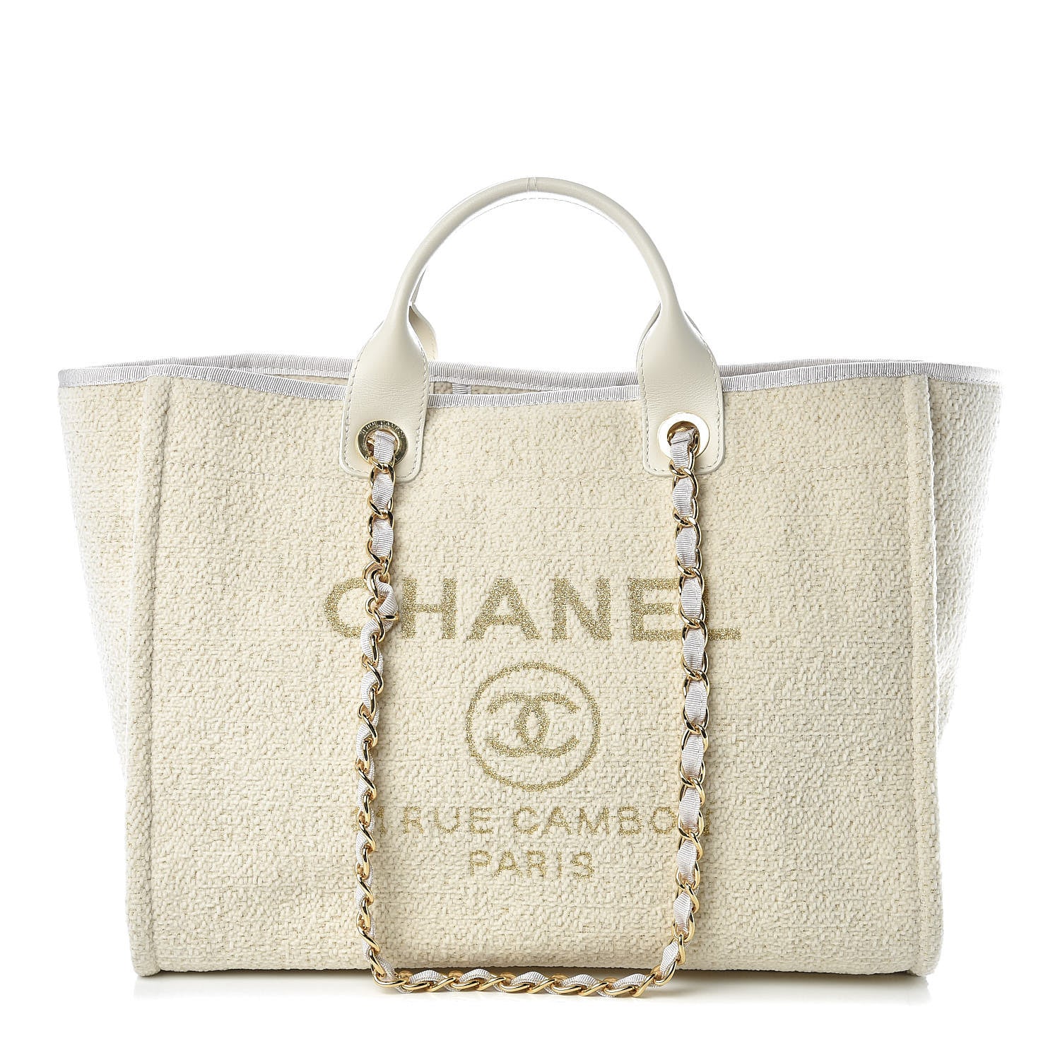 Chanel Lurex Boucle Medium Deauville Tote White 1 of 10