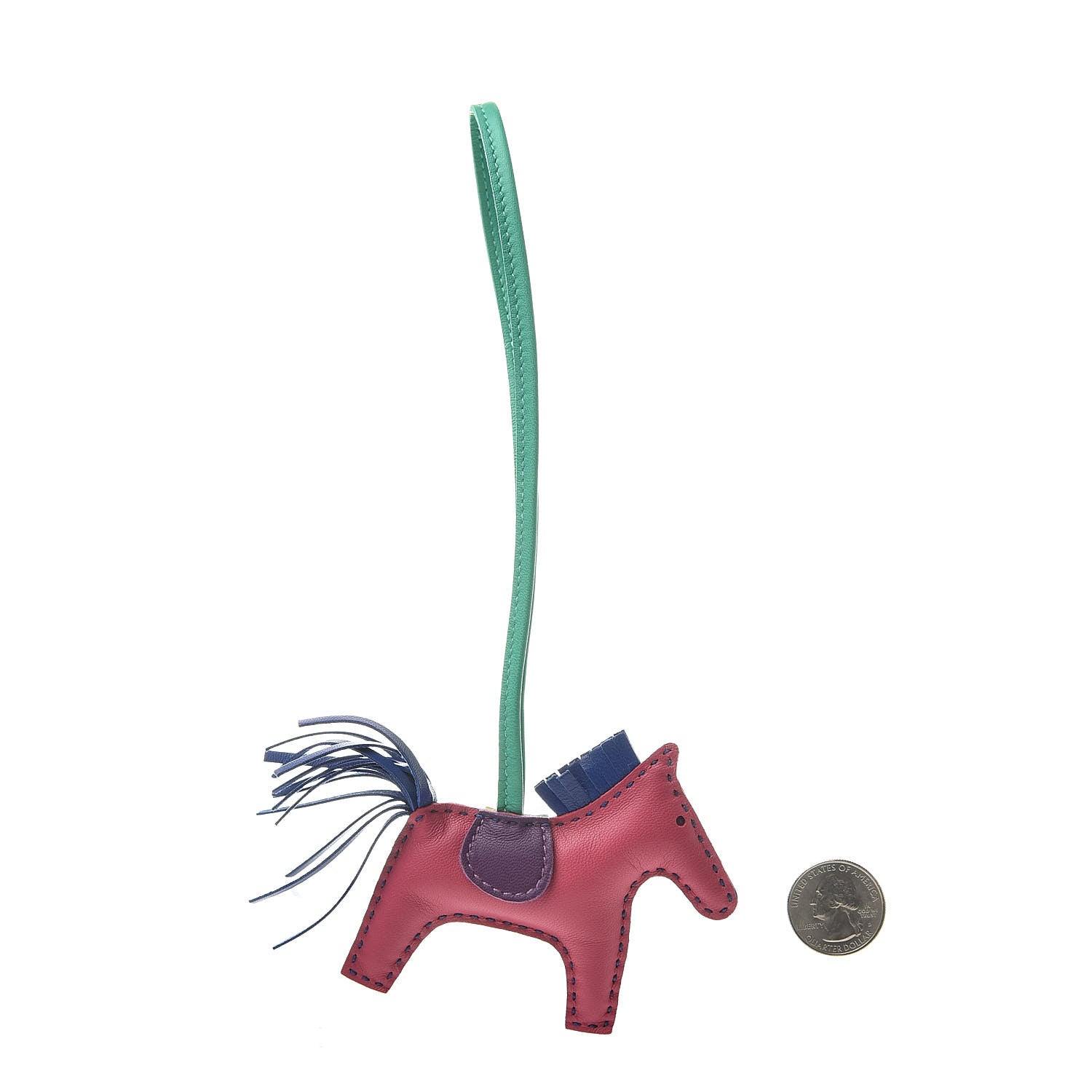 Hermes Milo Lambskin Grigri Rodeo Horse Bag Charm PM Rose Shocking Bleu Azteque Bleu Electrique Menthe Soufre Violet 2 of 4