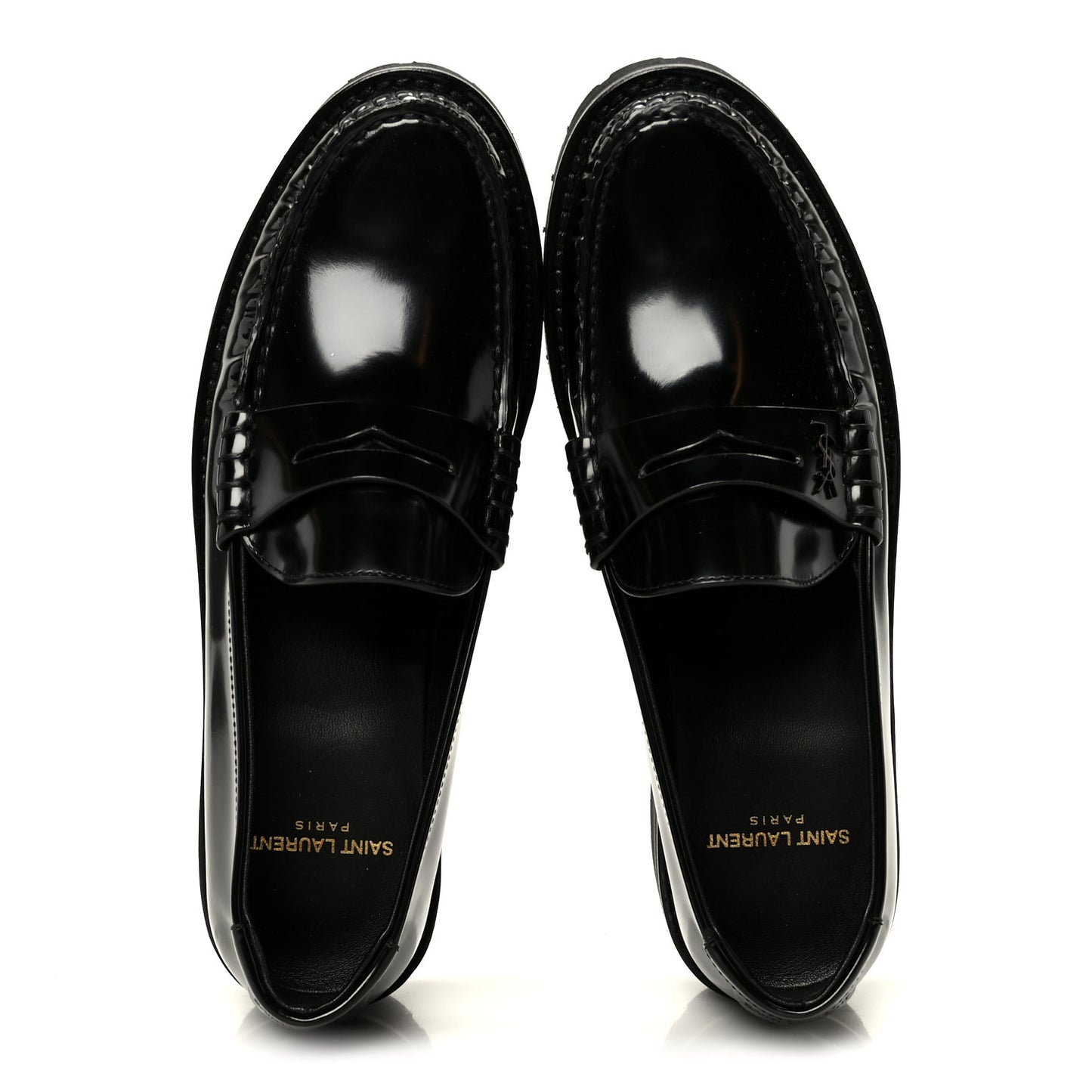 Glazed Calfskin Le Loafer 15 Penny Slippers 37 Black