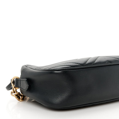 Gucci Calfskin Matelasse Small GG Marmont Chain Shoulder Bag Black 10 of 11