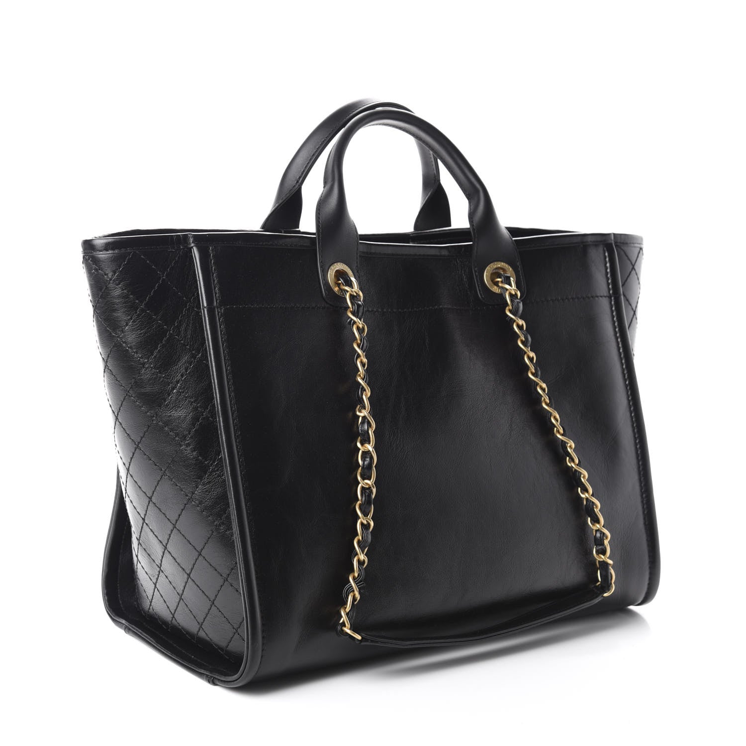 Chanel Aged Calfskin Medium Charms Deauville Tote Black 3 of 10