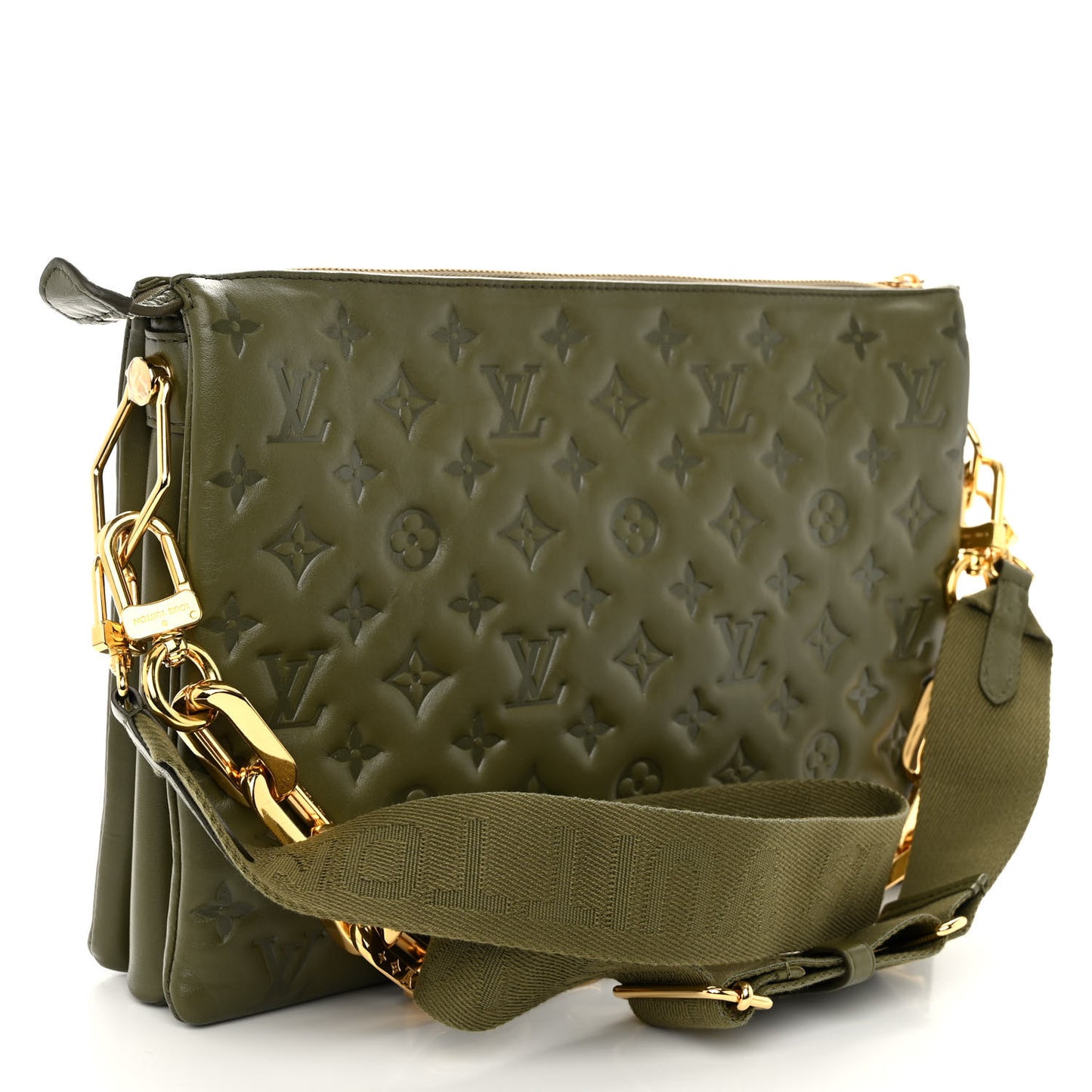 Lambskin Embossed Monogram Coussin MM Khaki