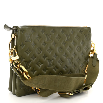 Louis Vuitton Lambskin Embossed Monogram Coussin MM Khaki 3 of 11