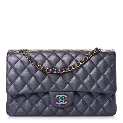 Chanel Iridescent Goatskin Quilted Medium Double Flap Purple 1 of 11