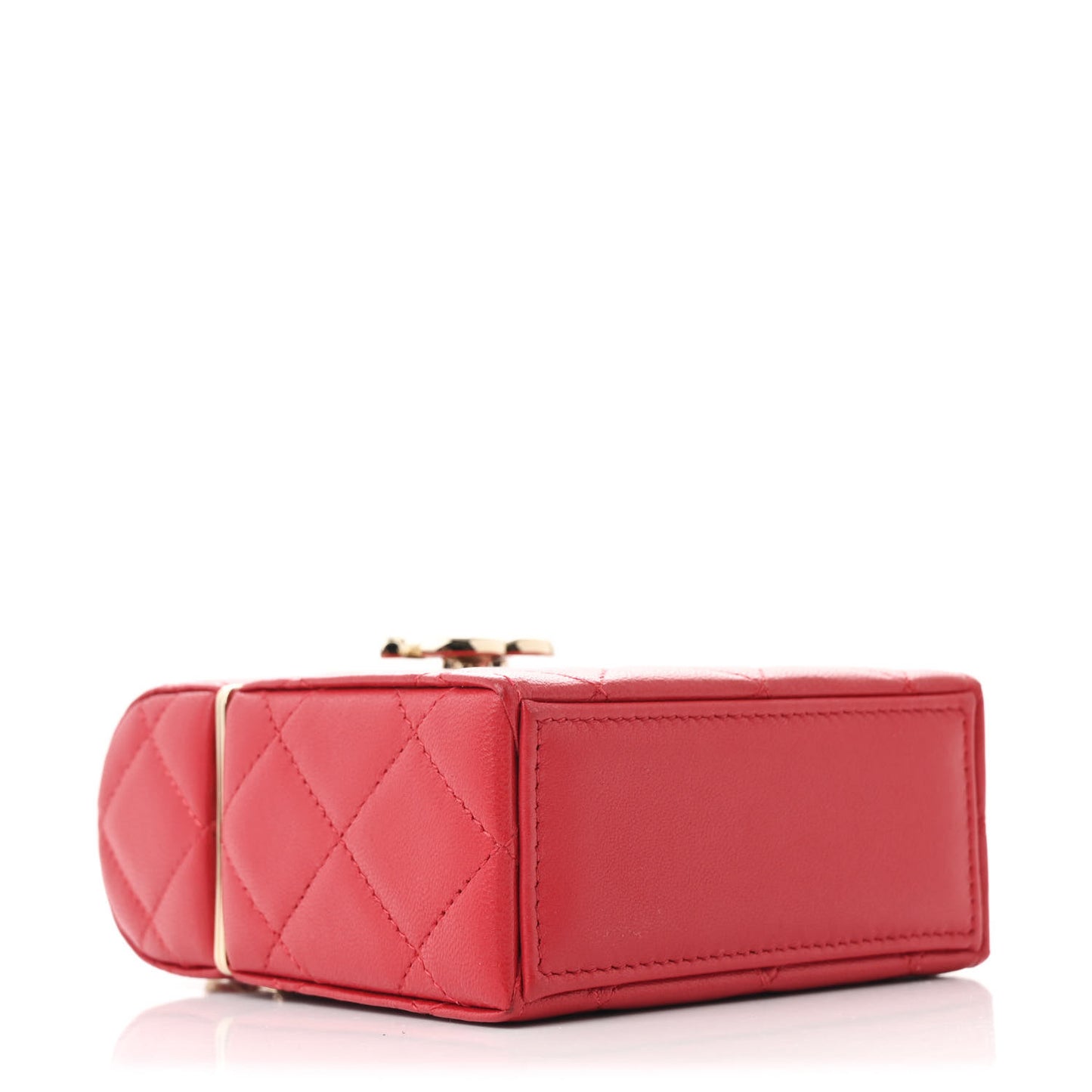 Lambskin Quilted Small Box With Chain Red