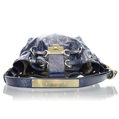 Jimmy Choo Crinkled Patent Ring Hobo Blue 5 of 9