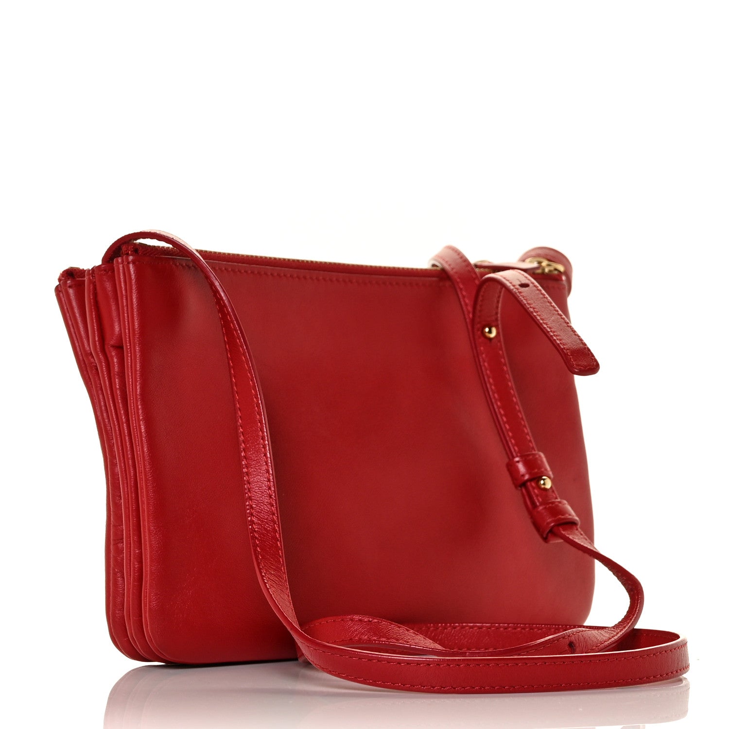 Celine Lambskin Small Trio Crossbody Bag Red 3 of 8