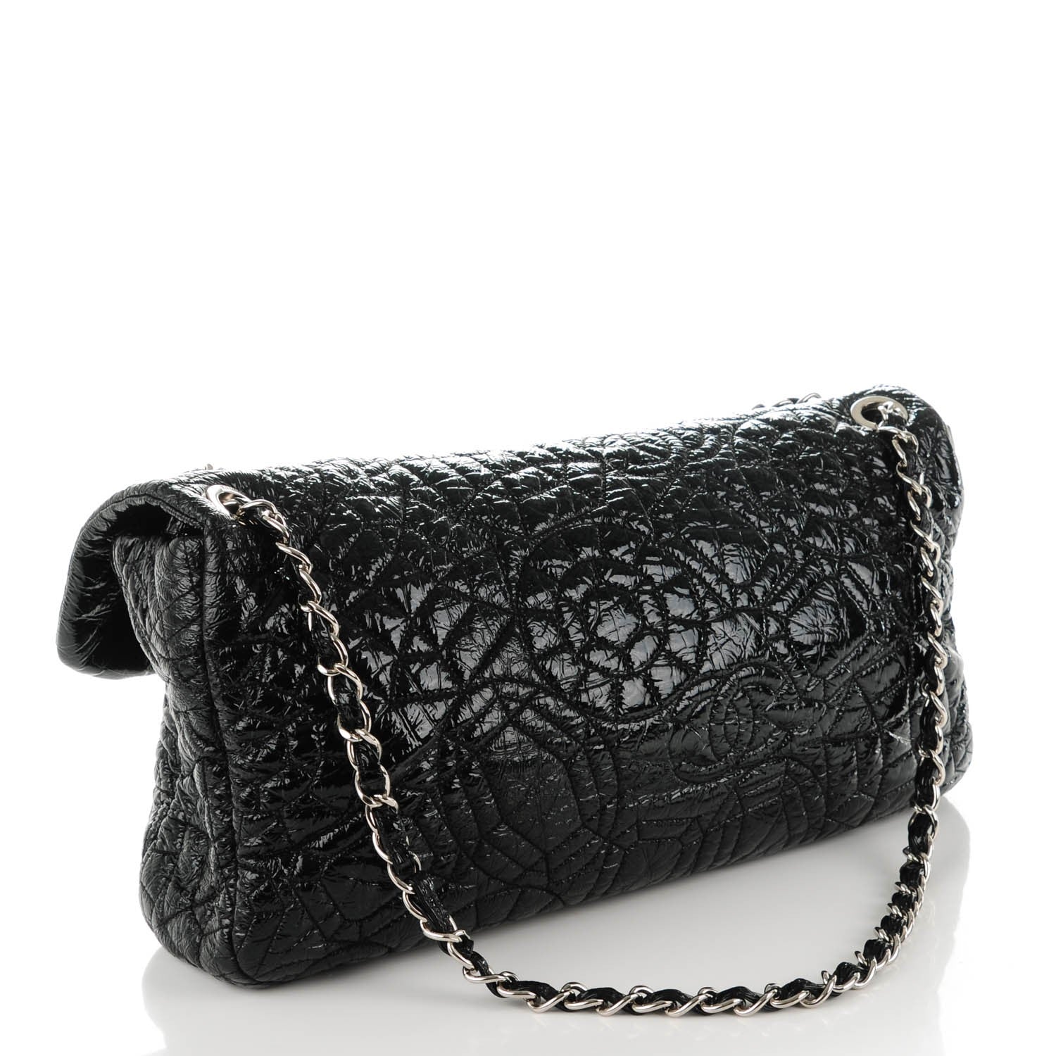 Chanel Vinyl Graphic Edge Flap Black 3 of 7