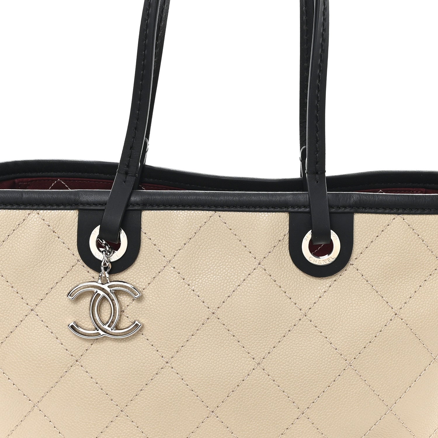 Chanel Grained Calfskin Medium Fever Shopping Tote Beige 9 of 13
