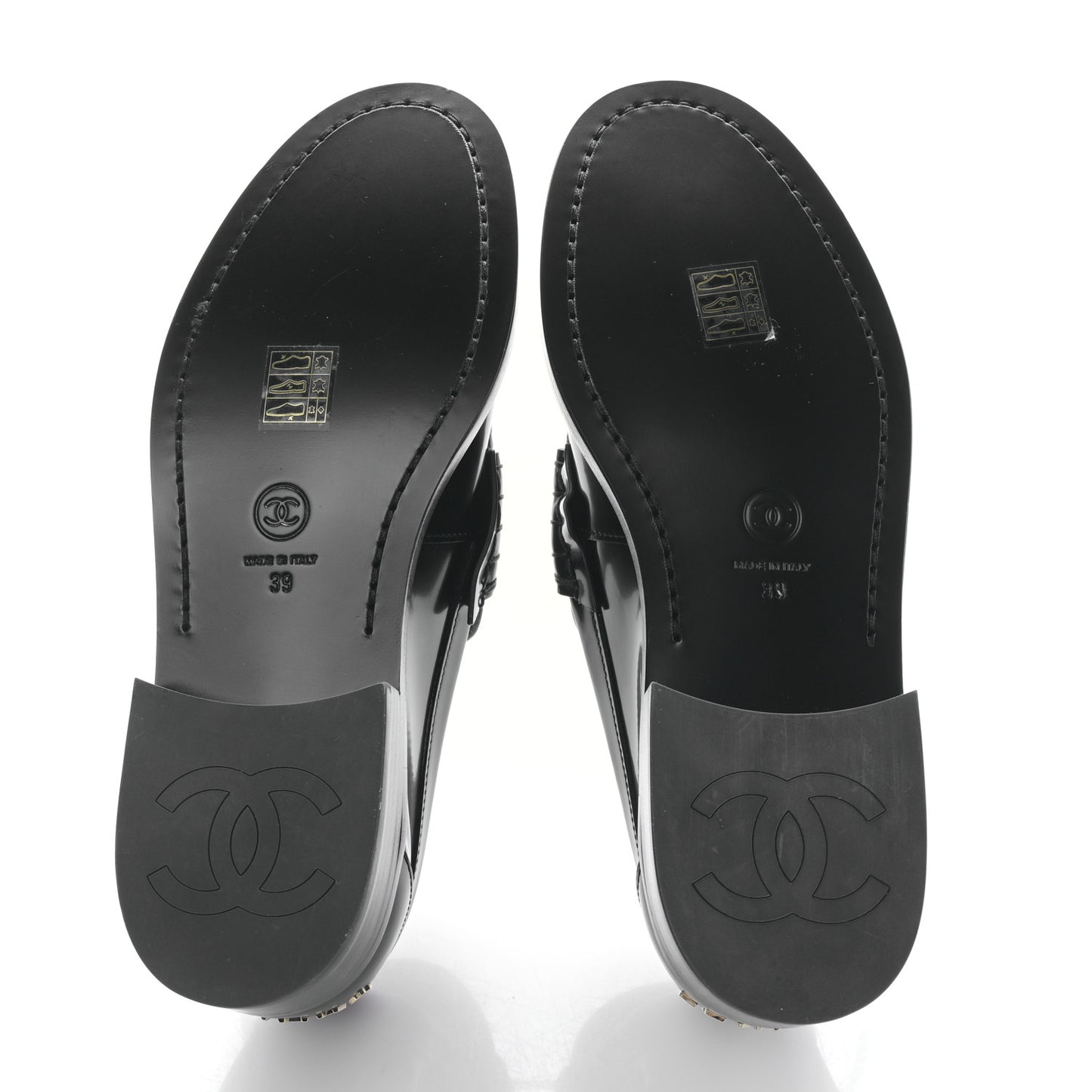 Shiny Calfskin Logo Loafers 39 Black