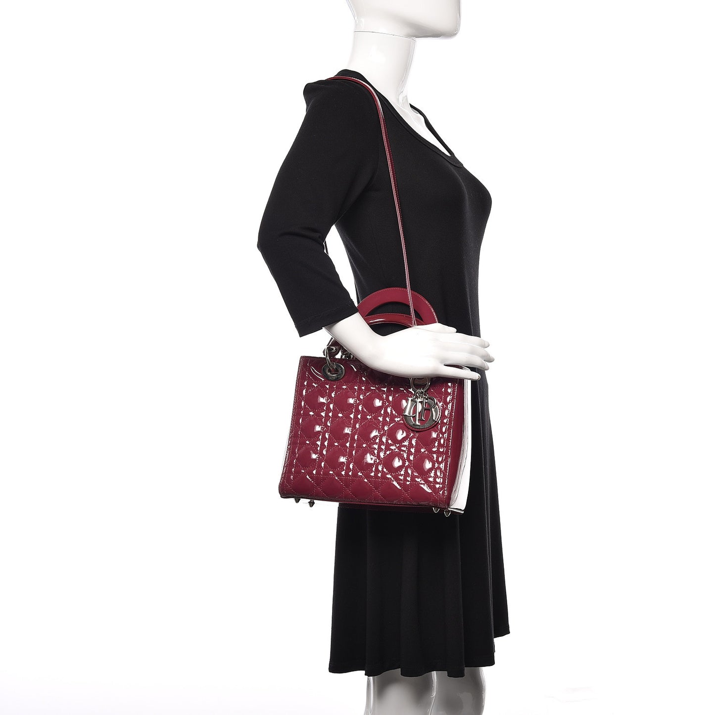Patent Cannage Medium Lady Dior Dark Pink