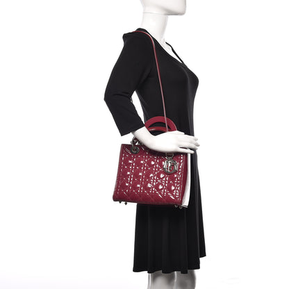 Christian Dior Patent Cannage Medium Lady Dior Dark Pink 2 of 13