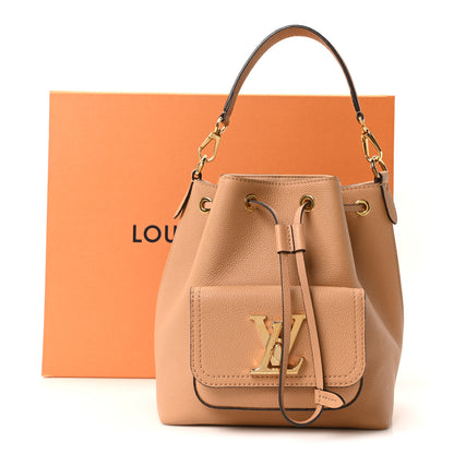 Louis Vuitton Calfskin Lockme Bucket MM Arizona Beige 10 of 10