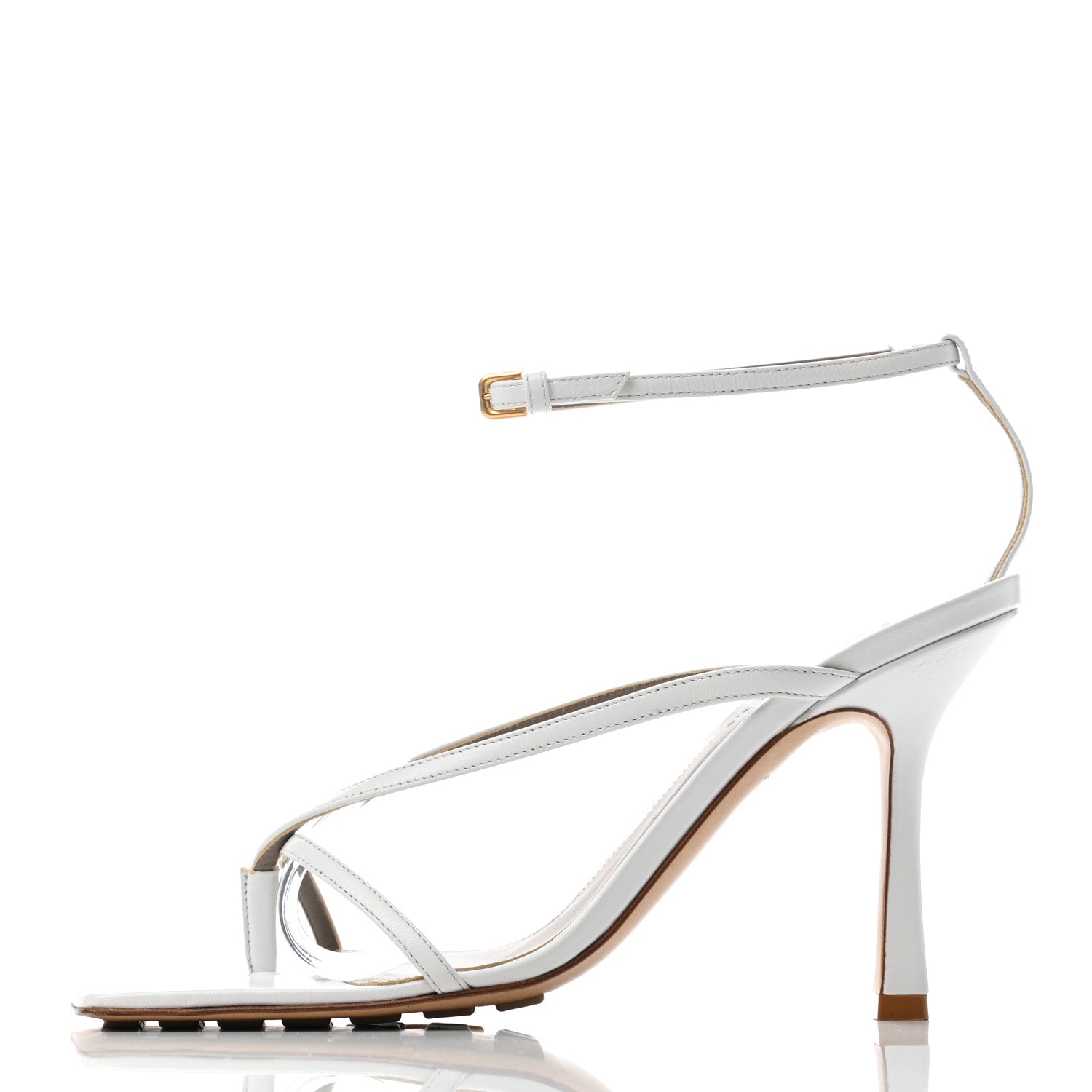 Bottega Veneta Lambskin Stretch Multi Strap 90mm Sandals 39 Optic White 1 of 5