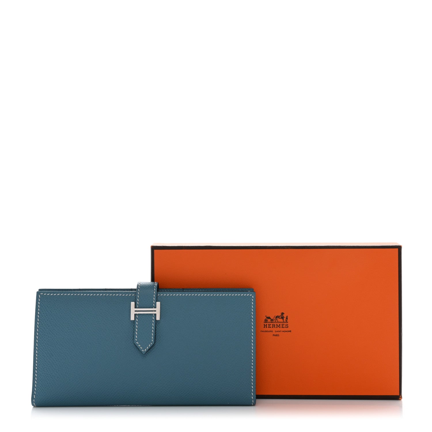 Hermes Epsom Bearn Gusset Wallet Blue Jean 9 of 9
