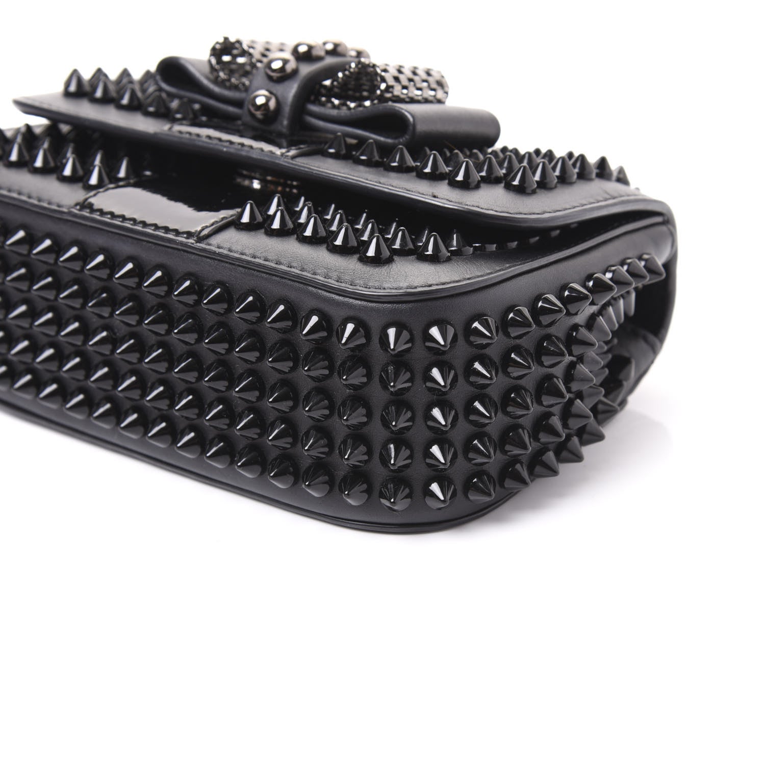 Christian Louboutin Calfskin Spikes Sweety Charity Crossbody Bag Black 6 of 8