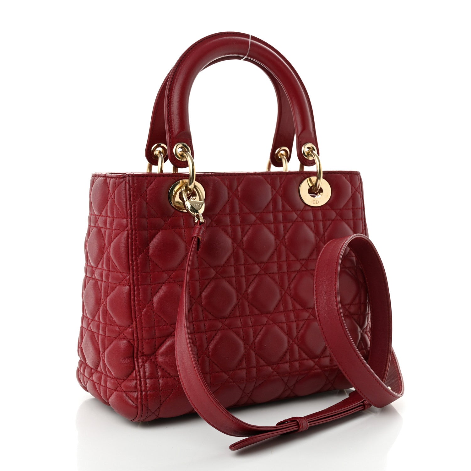 Christian Dior Lambskin Cannage Medium Lady Dior Red 3 of 10