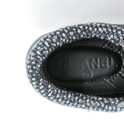 Chanel Suede Calfskin Tweed Low Top Sneakers 37.5 Dark Grey 8 of 9
