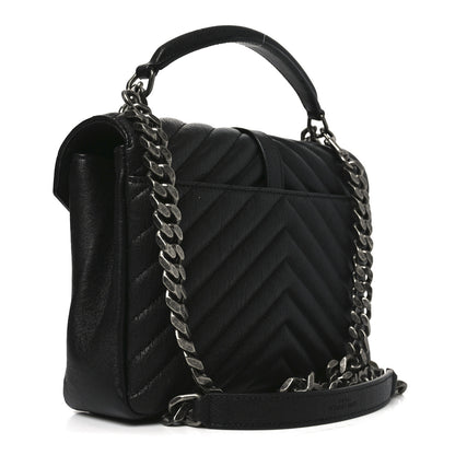 Saint Laurent Sheepskin Matelasse Chevron Monogram Medium College Bag Black 3 of 11