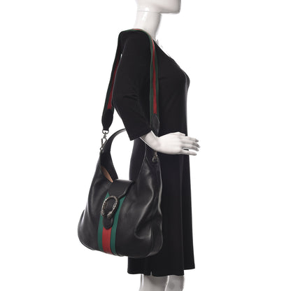 Gucci Calfskin Web Stripe Medium Dionysus Hobo Black 3 of 10