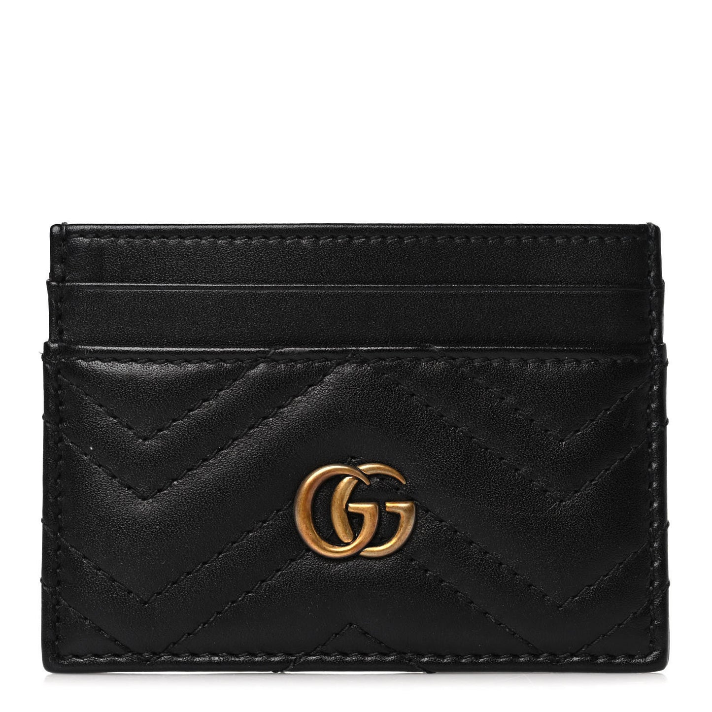 Calfskin Matelasse GG Marmont Card Holder Black