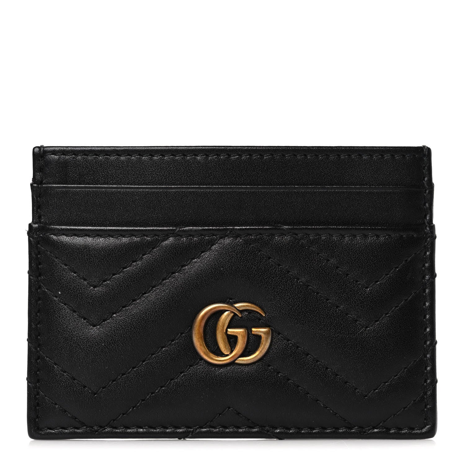 Gucci Calfskin Matelasse GG Marmont Card Holder Black 1 of 6