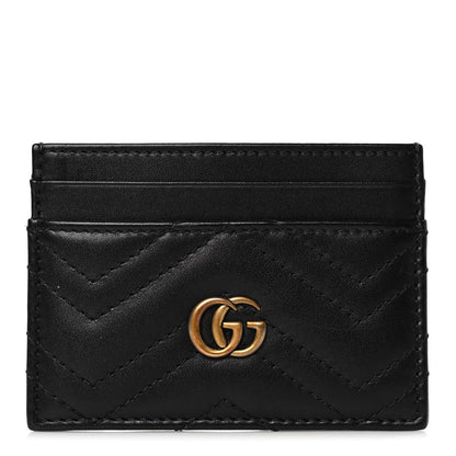 Gucci Calfskin Matelasse GG Marmont Card Holder Black 1 of 6
