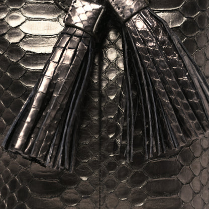 Tom Ford Metallic Snakeskin Small Double Tassel Bucket Bag Silver 9 of 11