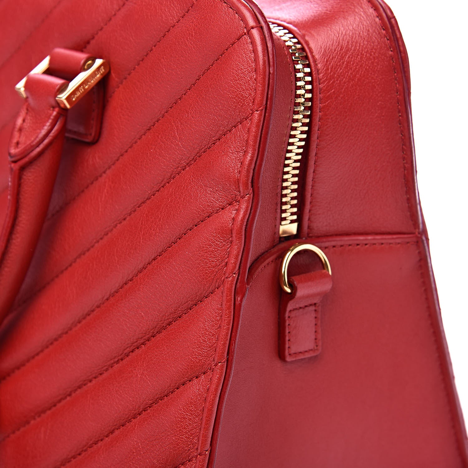 Saint Laurent Calfskin Matelasse Chevron Small Monogram Cabas Lipstick Red 10 of 14