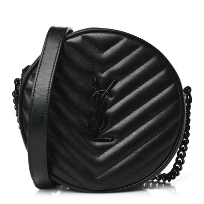 Saint Laurent Calfskin Matelasse Chevron Round Vinyle Camera Bag Black 1 of 10