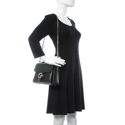 Gucci Dollar Calfskin Interlocking G Top Handle Shoulder Bag Black 2 of 7