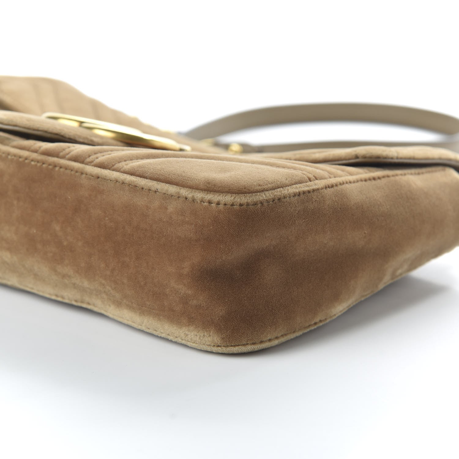 Gucci Velvet Matelasse Medium GG Marmont Shoulder Bag Taupe 7 of 10